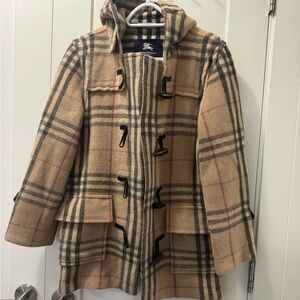 Burberry Beige Checkered Duffle Coat